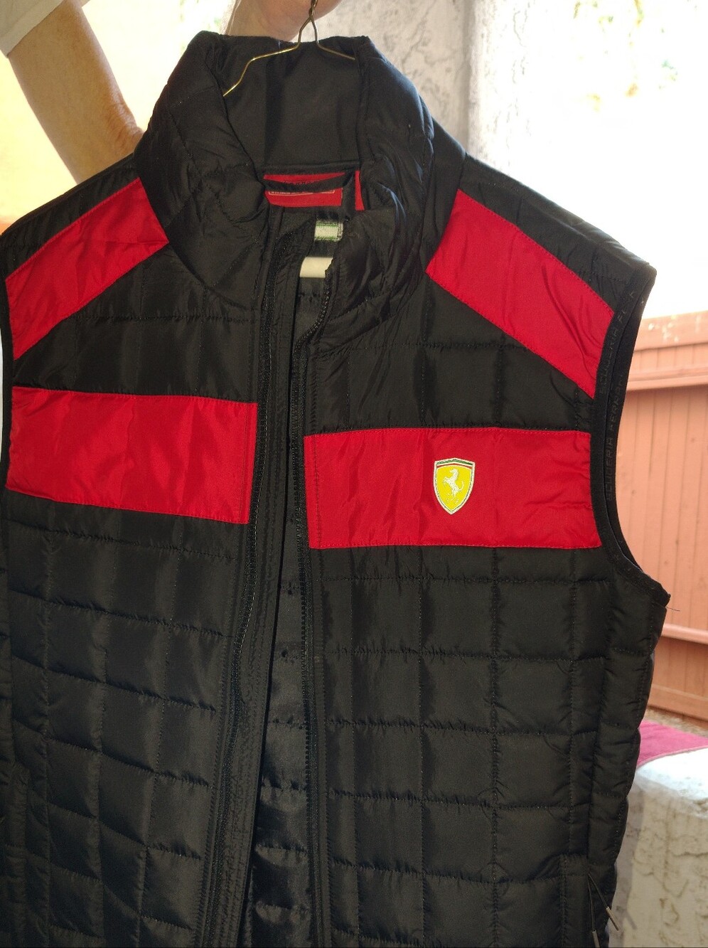 Ferrari Black & Red Quilted Vest with Shield Logo